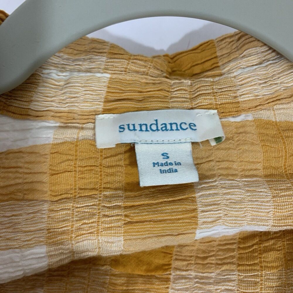 Sundance lorna yellow and whote button top oversized boho blouse size small - Picture 8 of 9